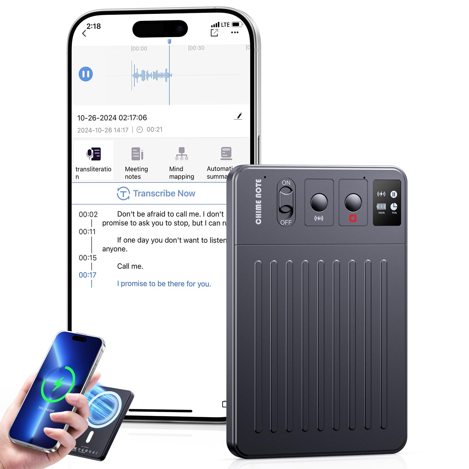 FOEUYTE AI VOICE RECORDER ブラック 64GB Smart AI Voice Recorder - Efficient Transcription